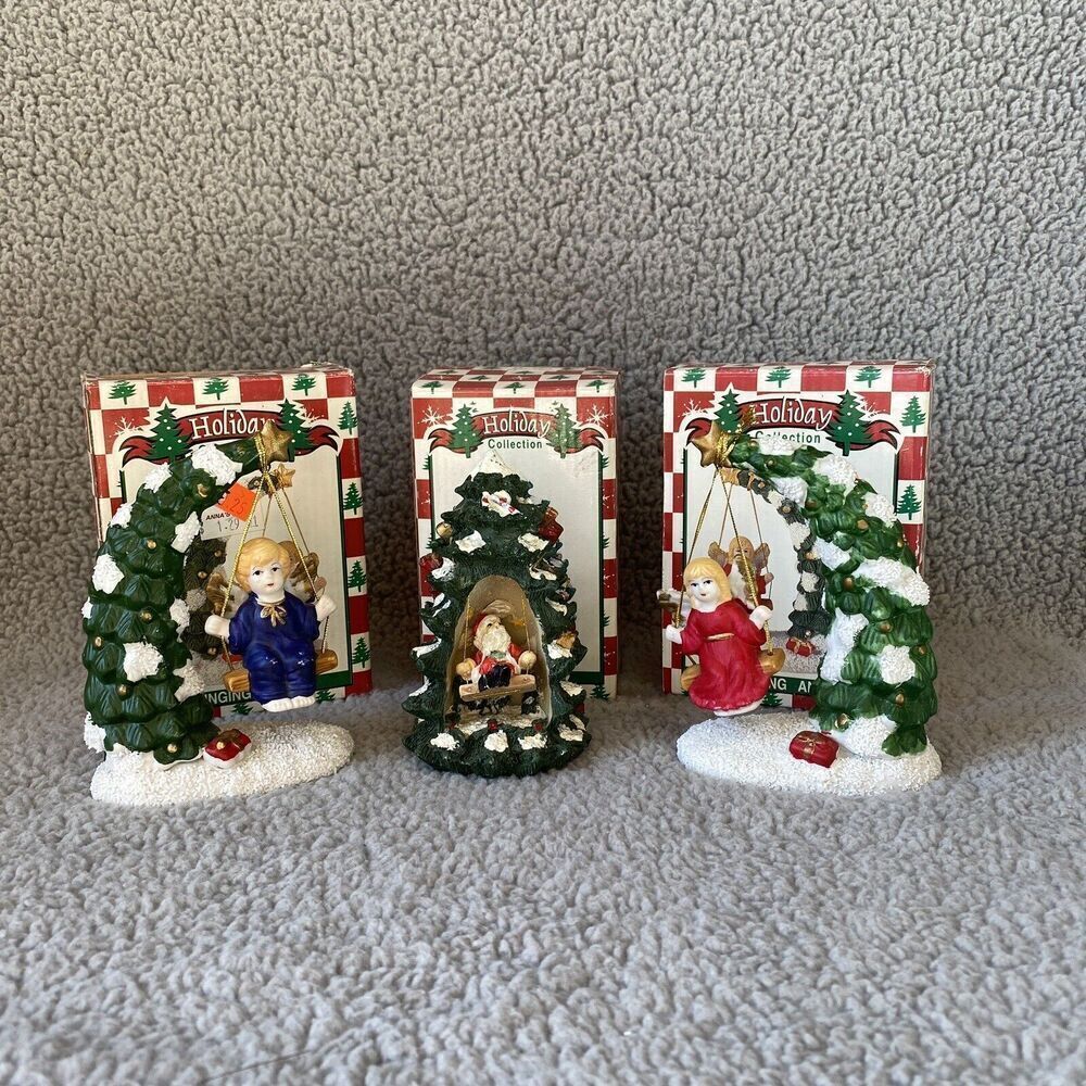 World Bazaars Holiday Collection Figurines Swinging Angel Cherub Holiday Tree